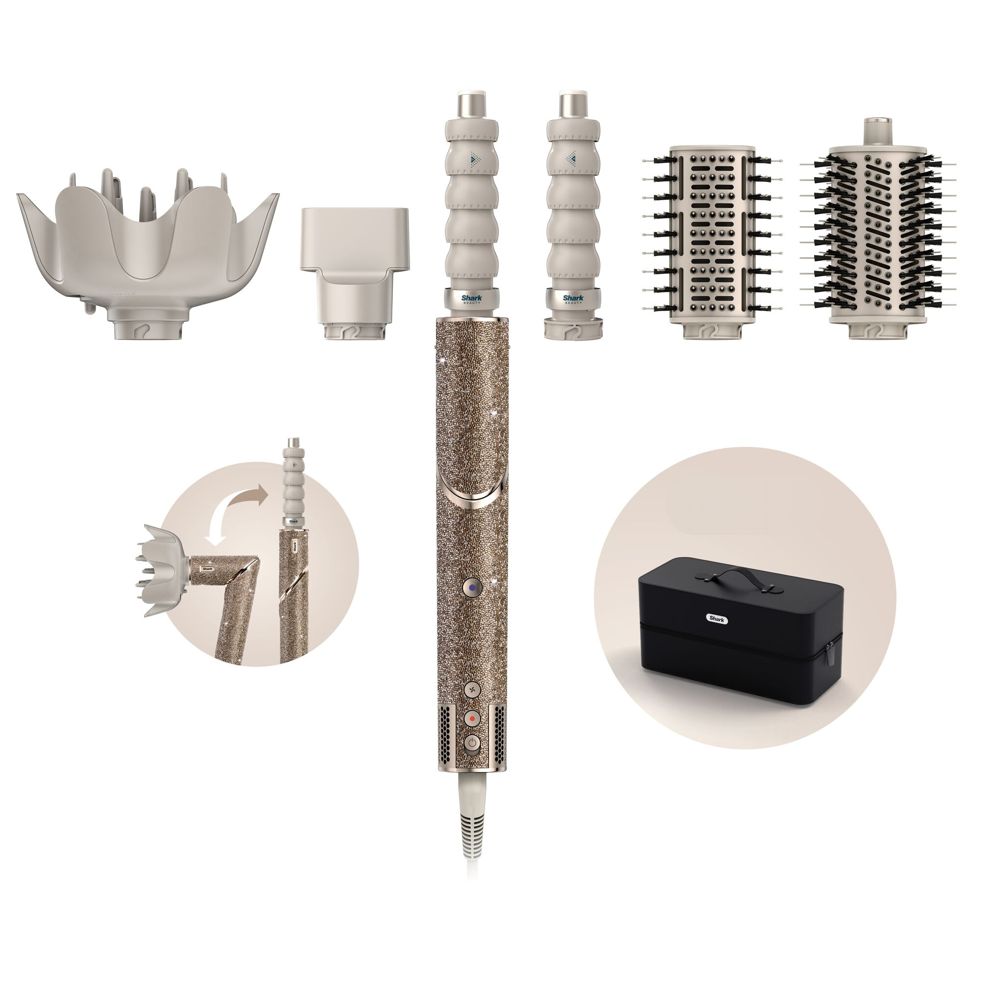 Shark FlexStyle Sparkle 5-in-1 Saç Kurutma & Şekillendirme Sistemi - Champagne Diamond Limited Edition
