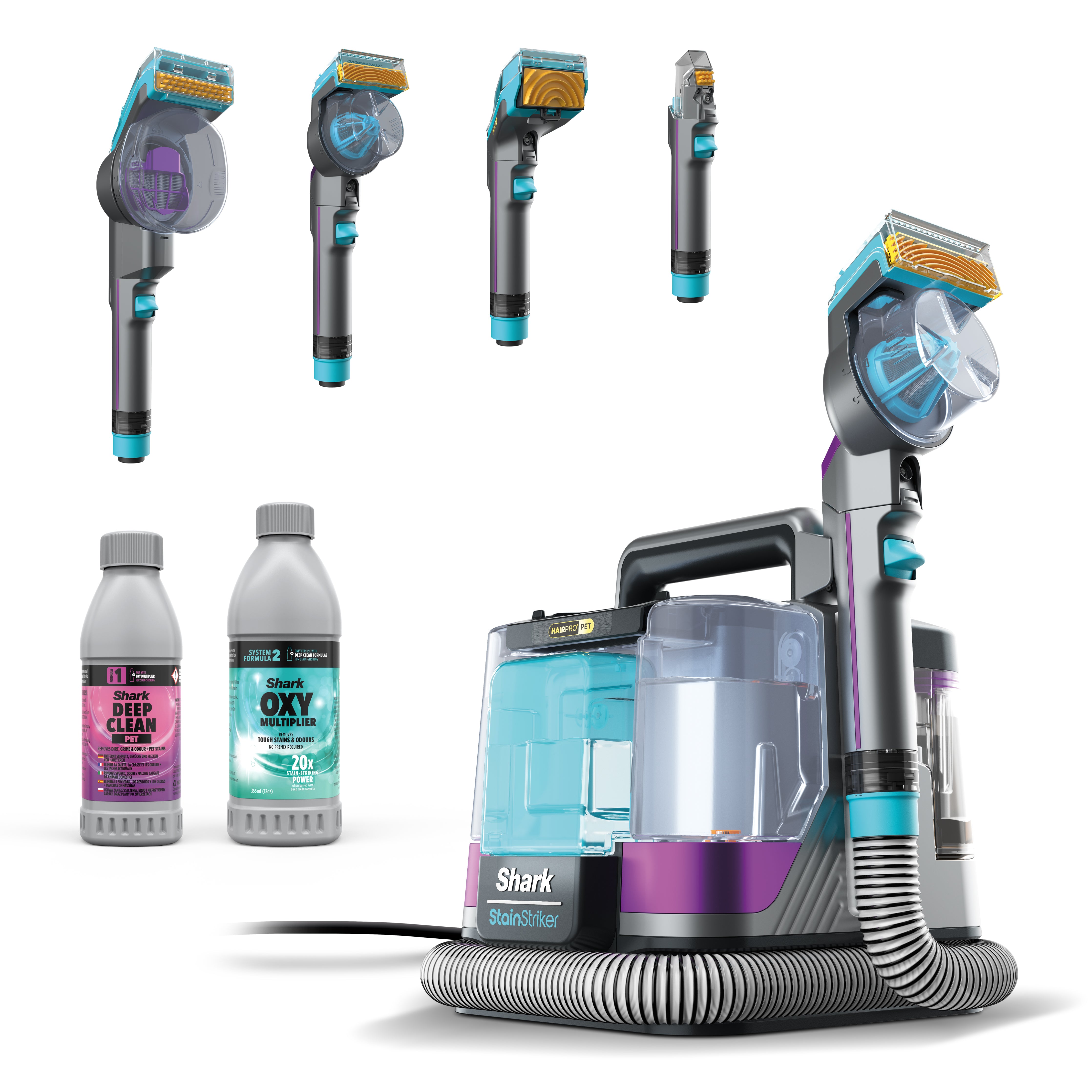 Shark StainStriker HairPro - Pet Başlıklı, Koltuk Yıkama ve Leke Çıkarma Makinesi