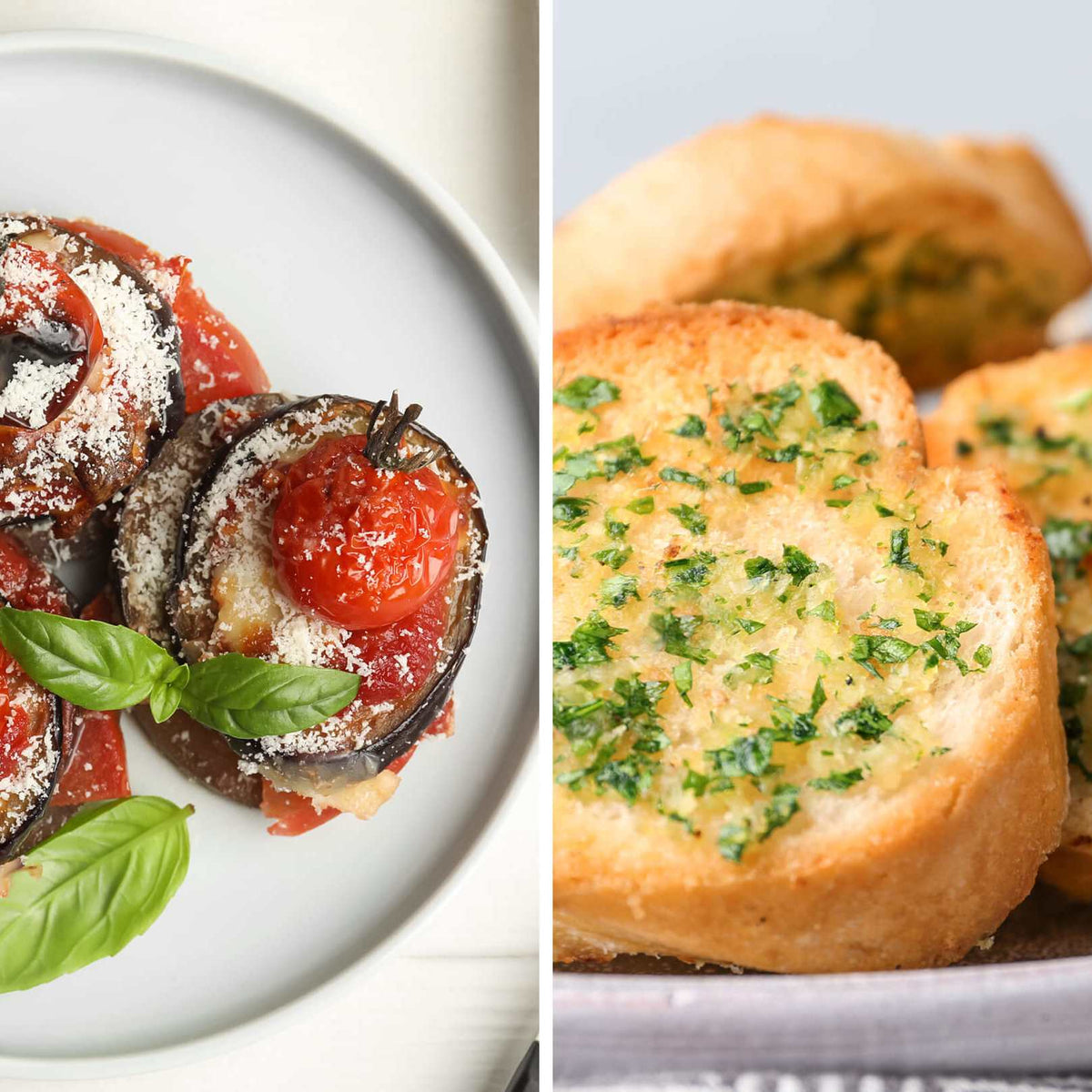 Patlıcan Parmesan ve Sarımsaklı Ekmek