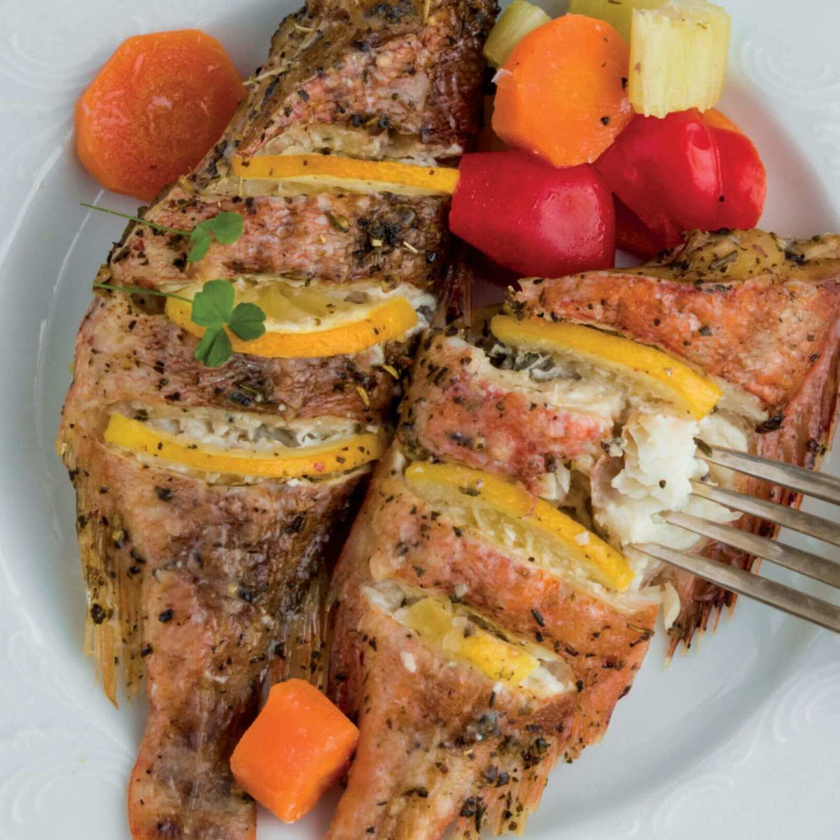 Kızarmış Limon Otlu Dolgulu Snapper