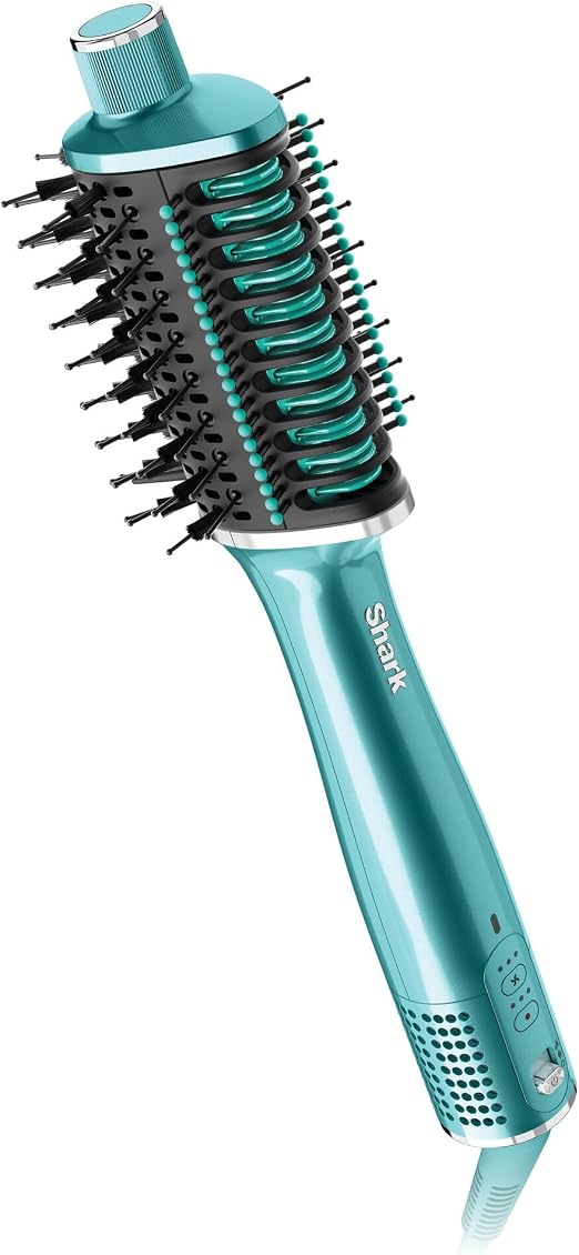 Shark Glossi 2-in-1  Isıtmalı Seramik Taraklı Sıcak Hava Şekillendiricili Tarak - Turkuaz