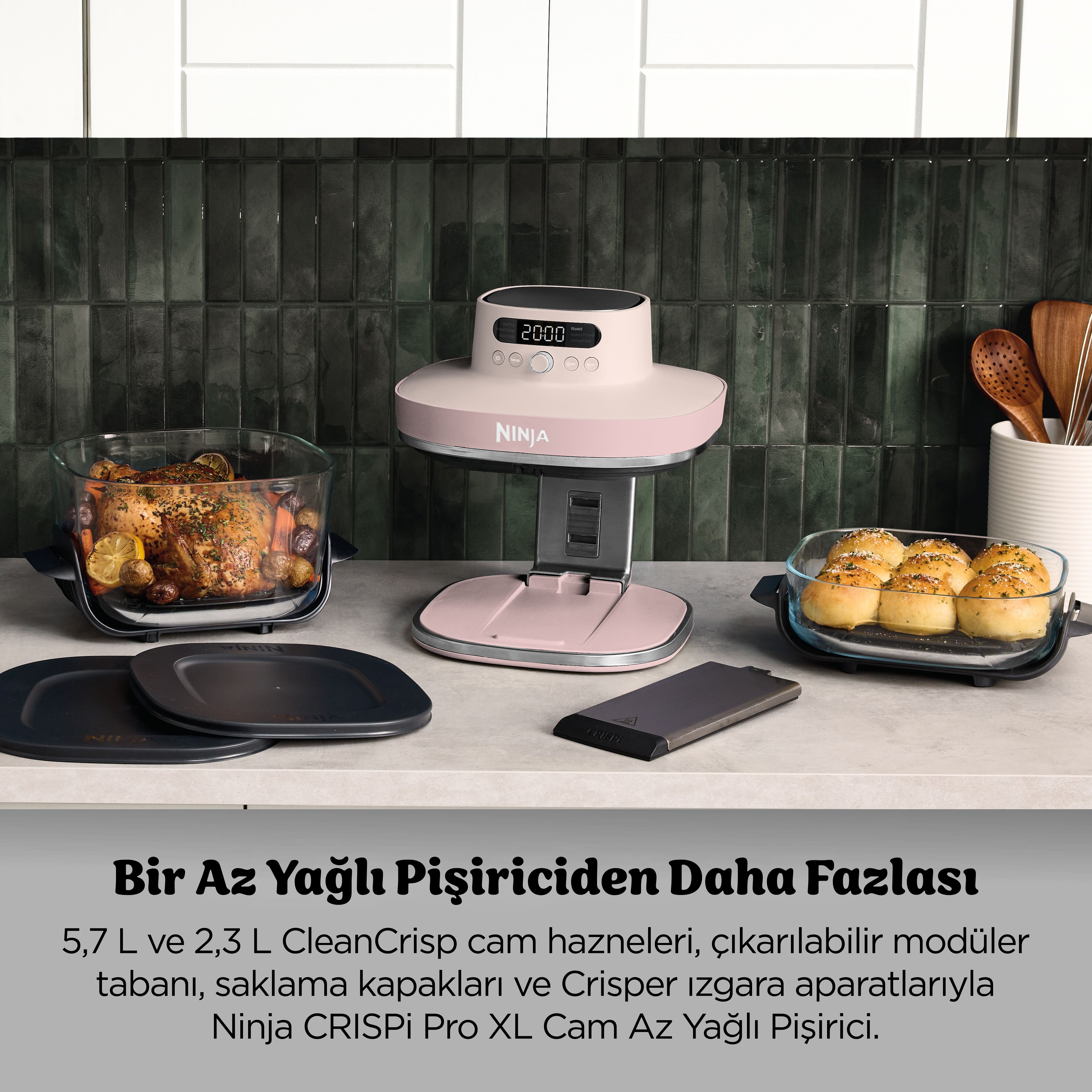 Ninja Crispi Pro 7-in-1 XL Cam Hazneli Pişirme Sistemi - Rose