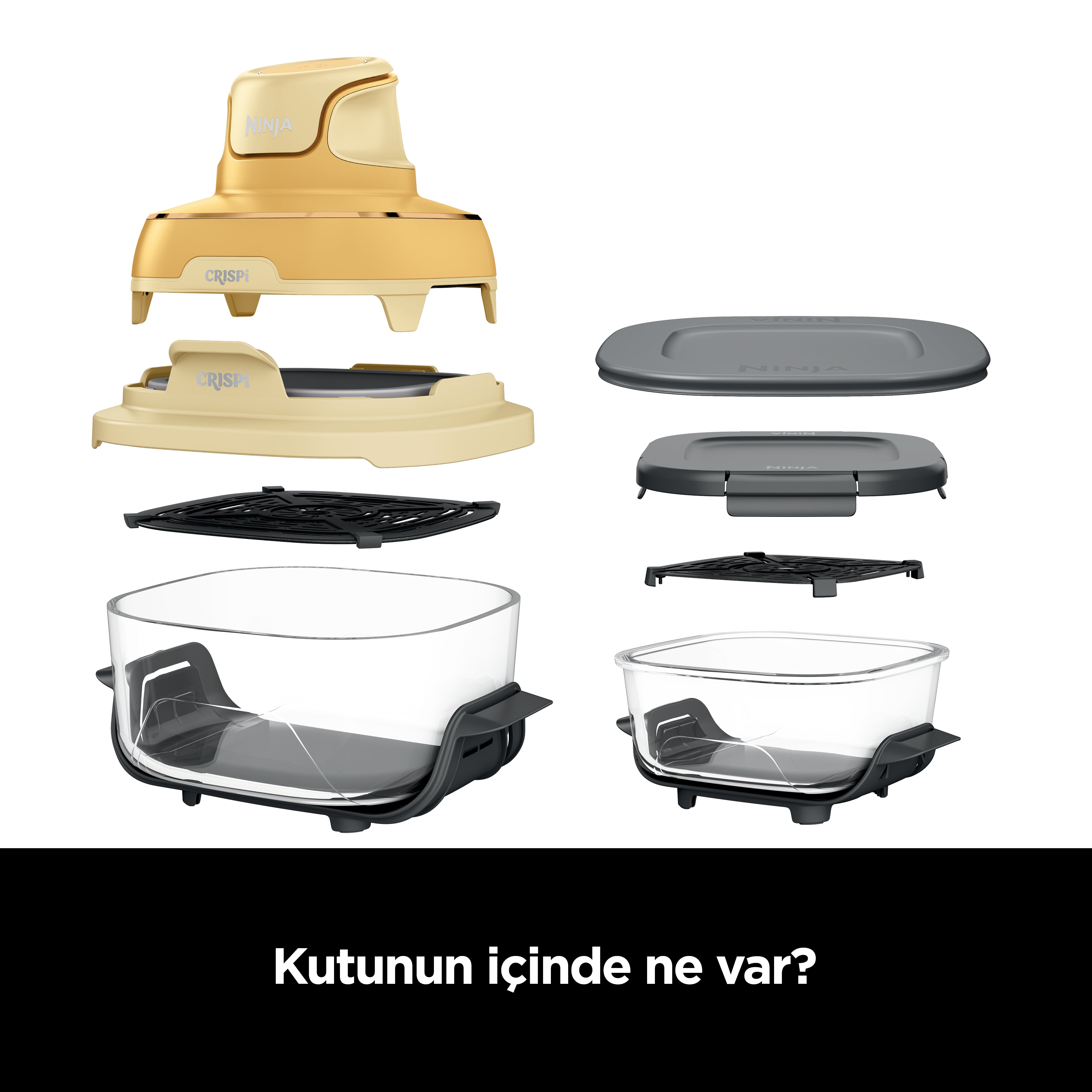 Ninja CRISPi 4-in-1 Taşınabilir Cam Hazneli Pişirme Sistemi