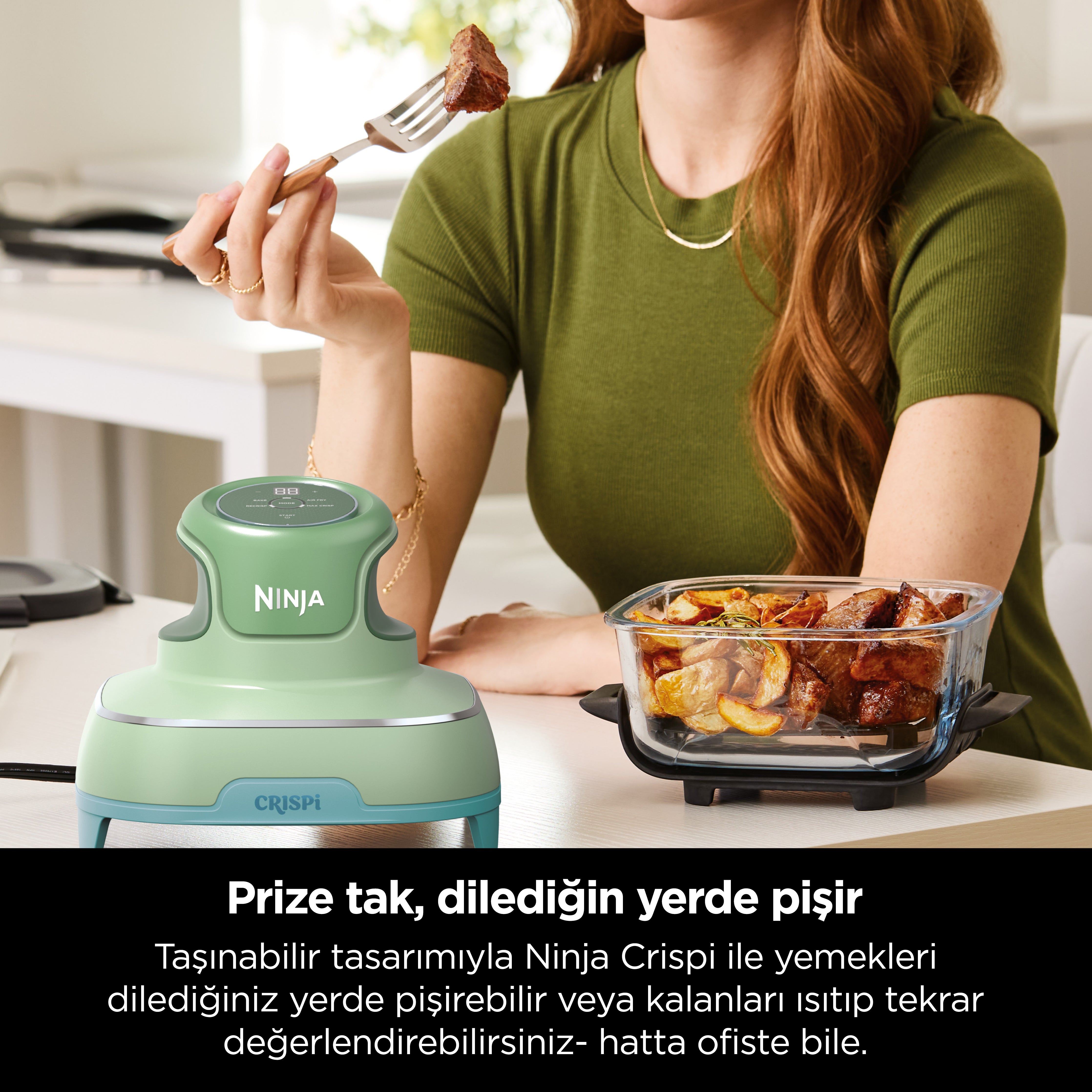 Ninja CRISPi 4-in-1 Taşınabilir Cam Hazneli Pişirme Sistemi - Mint