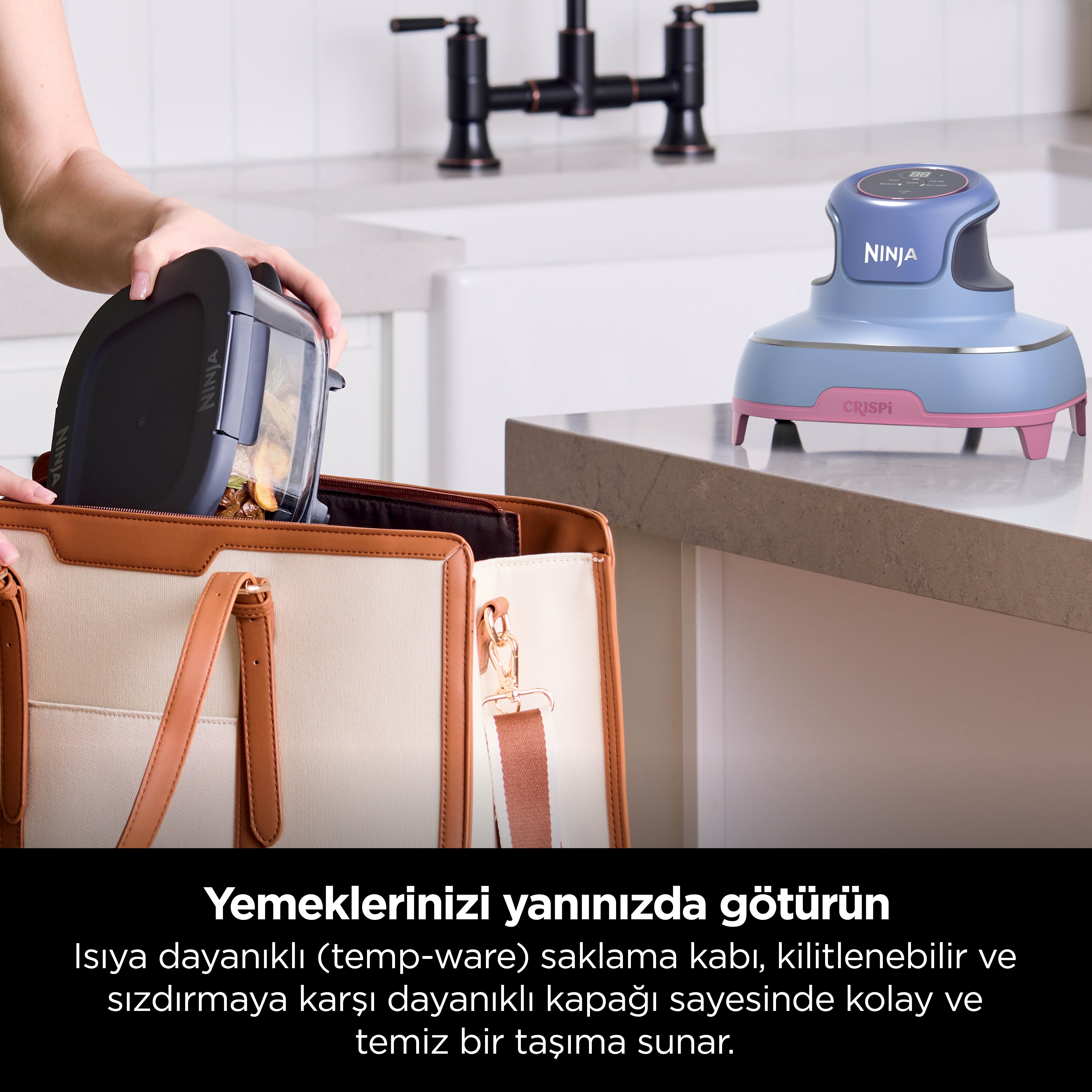 Ninja CRISPi 4-in-1 Taşınabilir Cam Hazneli Pişirme Sistemi
