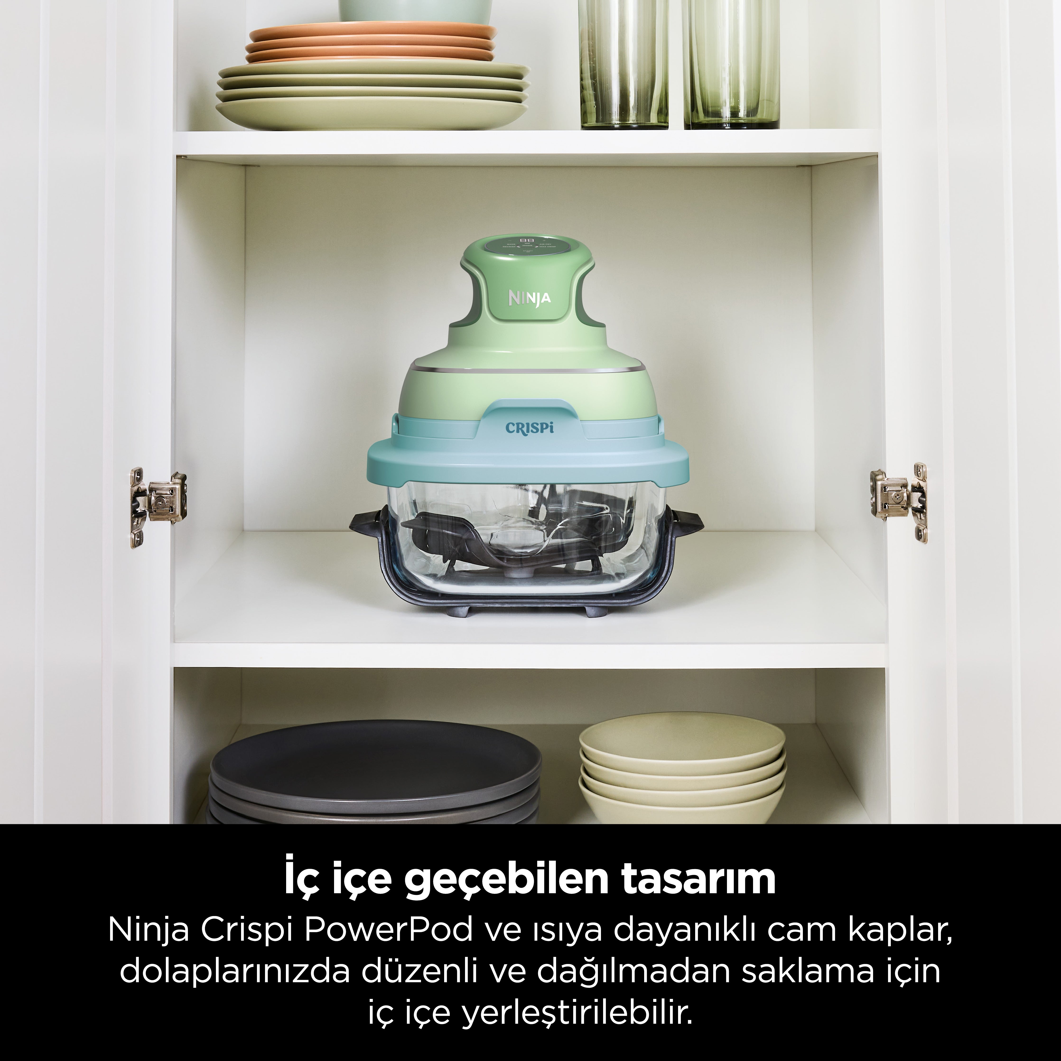 Ninja CRISPi 4-in-1 Taşınabilir Cam Hazneli Pişirme Sistemi - Mint