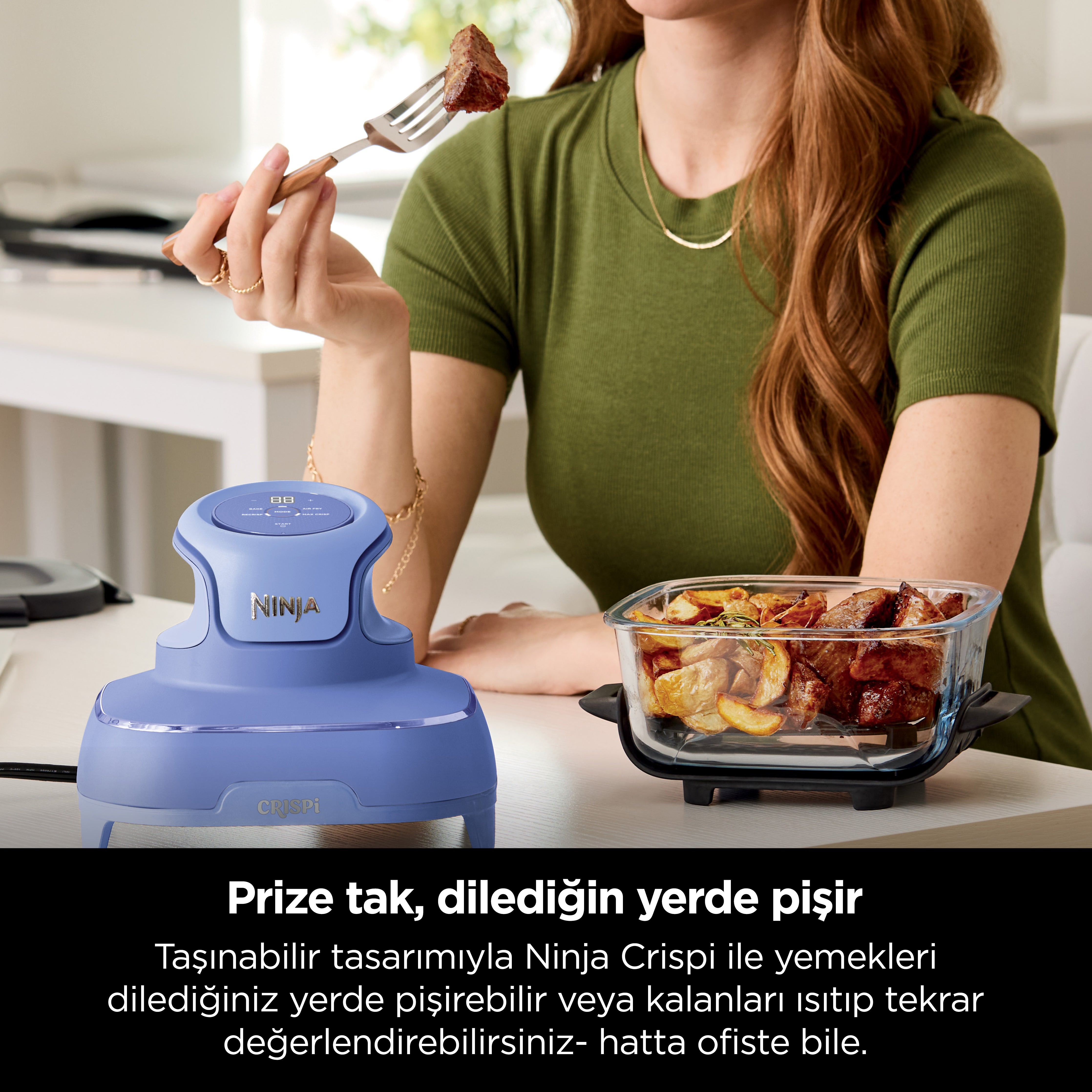 Ninja CRISPi 4-in-1 Taşınabilir Cam Hazneli Pişirme Sistemi