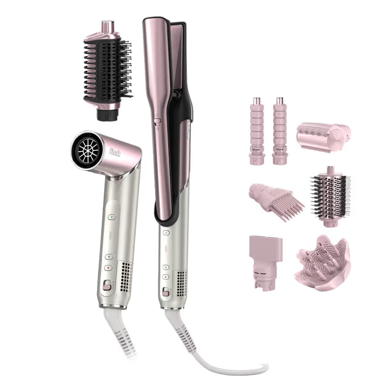 Shark Glam 5 Başlıklı Düz,Dalgalı ve Bukleli Çok Amaçlı Saç Şekillendirici - Pembe