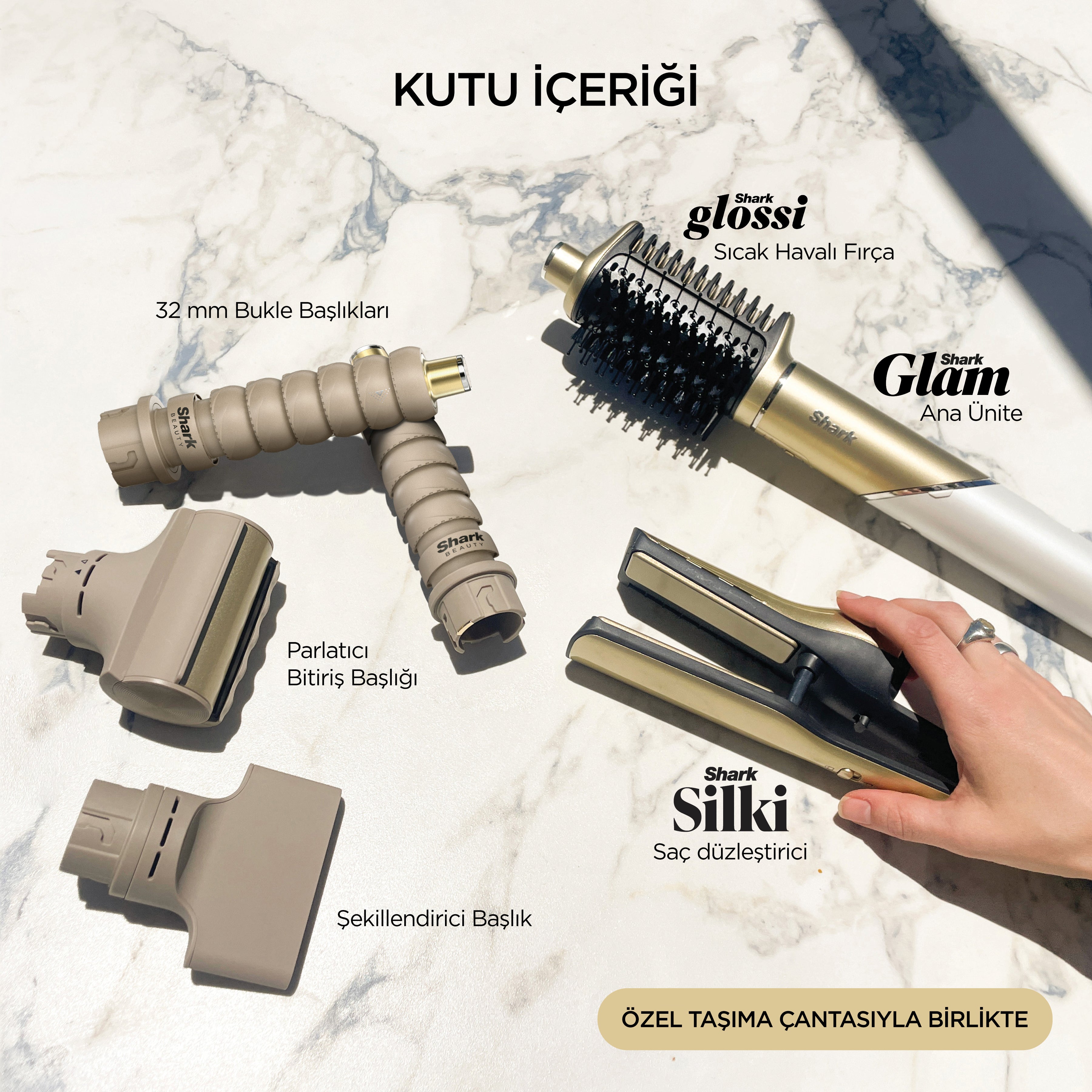 Shark Glam 5 Başlıklı Düz,Dalgalı ve Bukleli Çok Amaçlı Saç