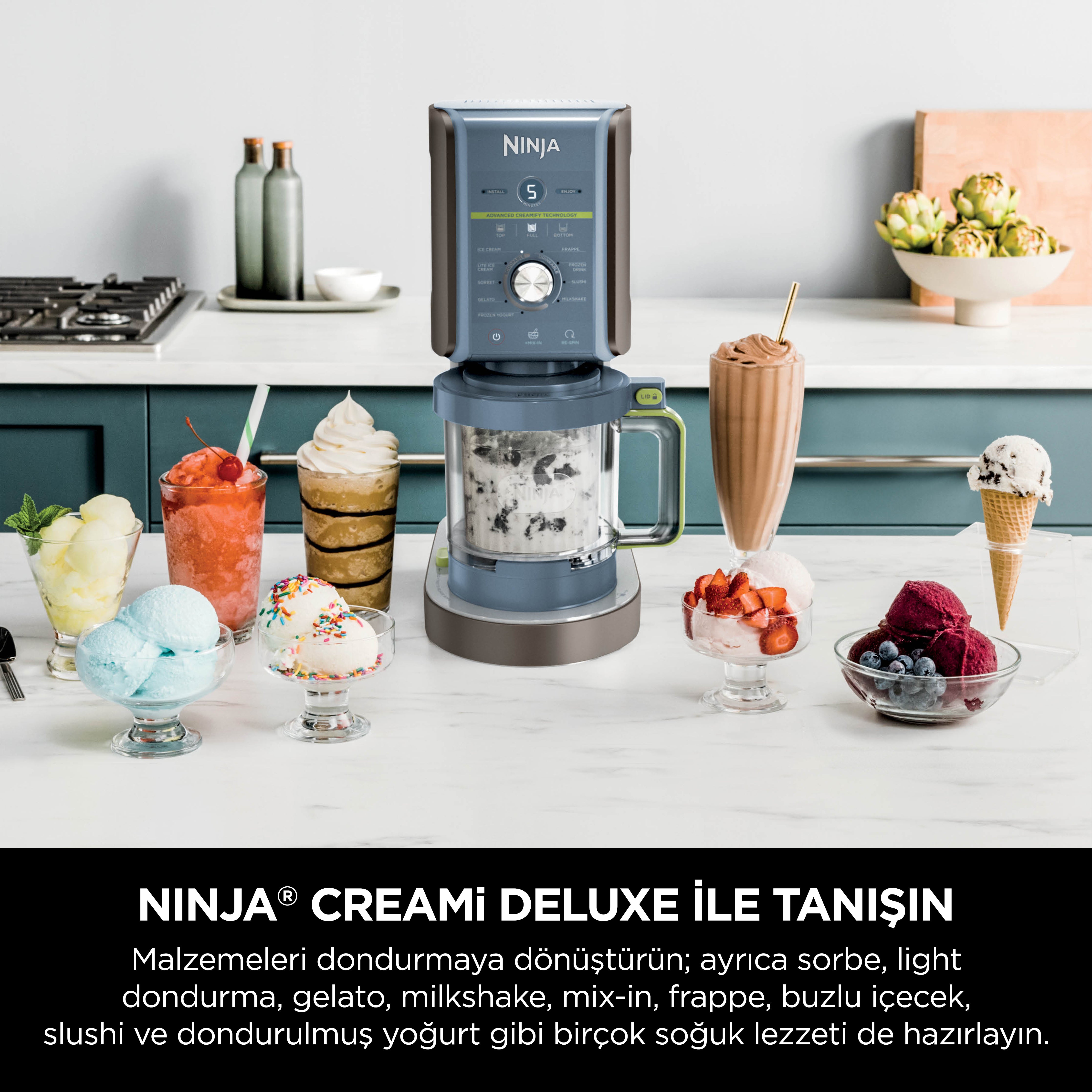 Ninja CREAMi Deluxe 10-in-1 Dondurma ve Frozen Makinesi-Blackberry